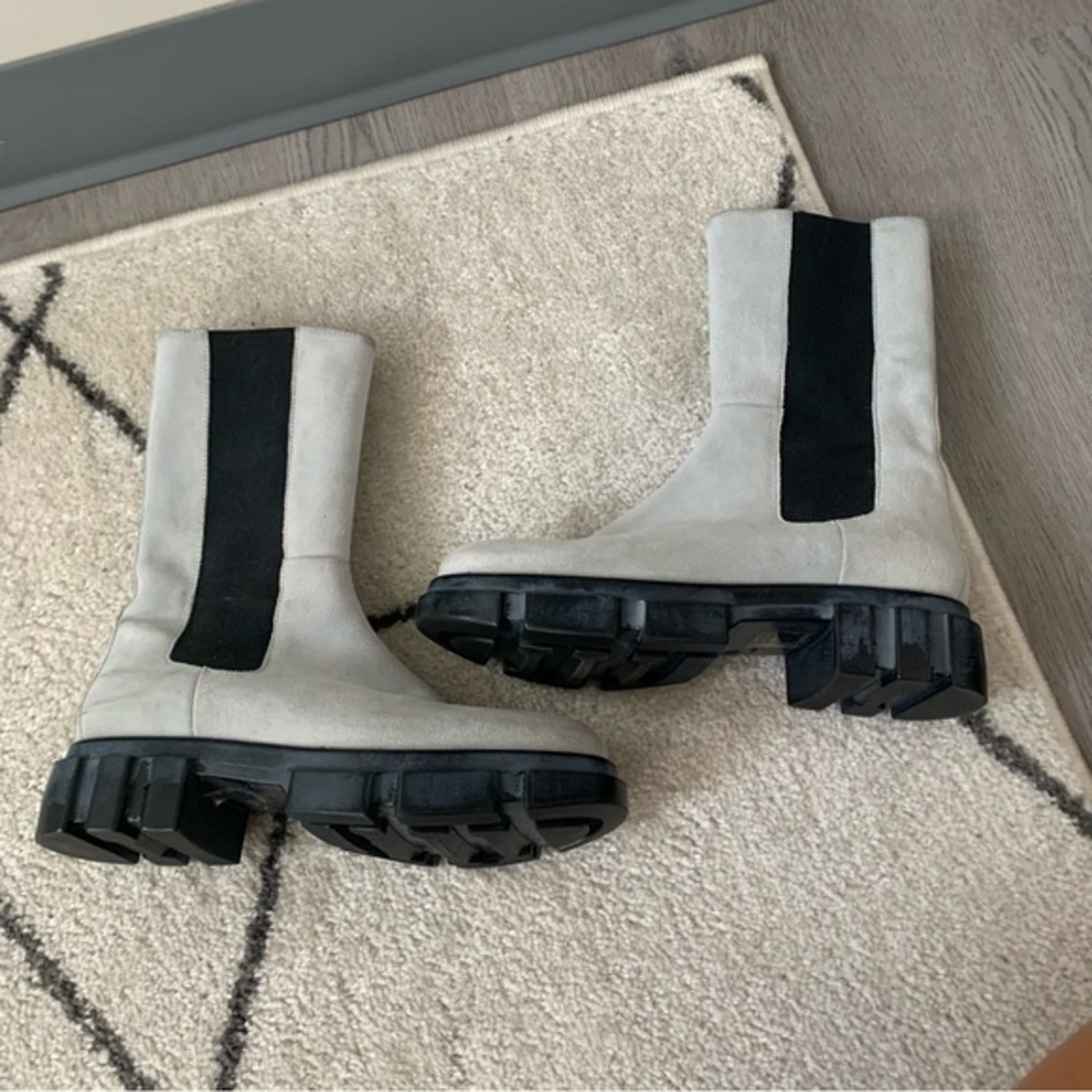 ✅ Free People Chelsea Boots Brooks Lug Soles in Suede Grey Blue - Picture 7 of 10